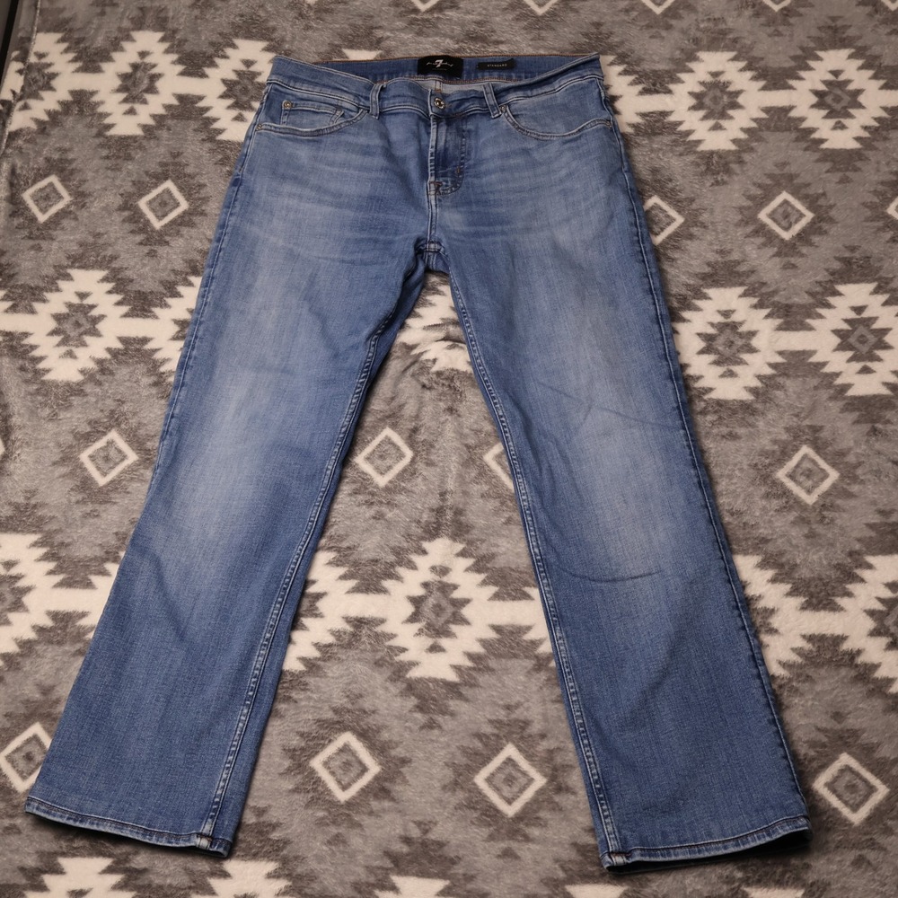 7 For All Mankind Standard Straight Leg Jeans Blue 33 Stretch Denim Pants
